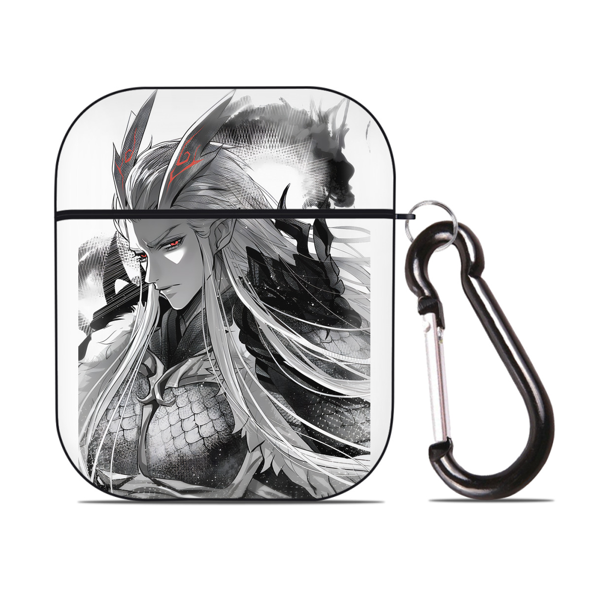 （画像用） Ne Zha 2 ナタ 魔童の大暴れ AirPods 第2世代保護ケース ハードシェル ブラック 耐衝撃・防指紋・カラビナ付き