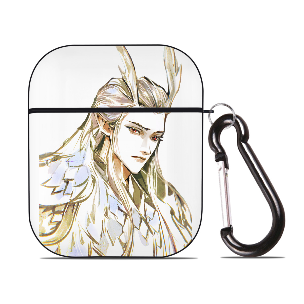 （画像用） Ne Zha 2 ナタ 魔童の大暴れ AirPods 第2世代保護ケース ハードシェル ブラック 耐衝撃・防指紋・カラビナ付き