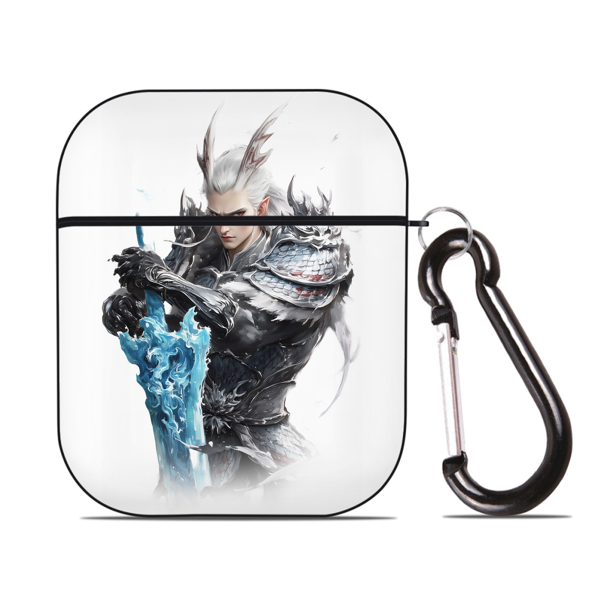 （画像用） Ne Zha 2 ナタ 魔童の大暴れ AirPods 第2世代保護ケース ハードシェル ブラック 耐衝撃・防指紋・カラビナ付き