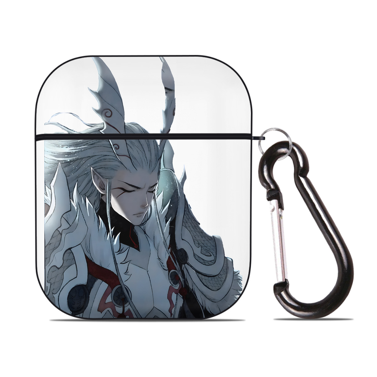 （画像用） Ne Zha 2 ナタ 魔童の大暴れ AirPods 第2世代保護ケース ハードシェル ブラック 耐衝撃・防指紋・カラビナ付き