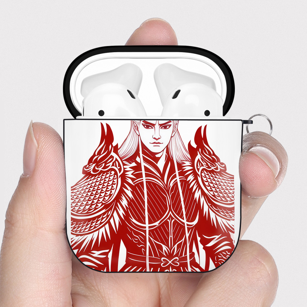 （画像用） Ne Zha 2 ナタ 魔童の大暴れ AirPods 第2世代保護ケース ハードシェル ブラック 耐衝撃・防指紋・カラビナ付き
