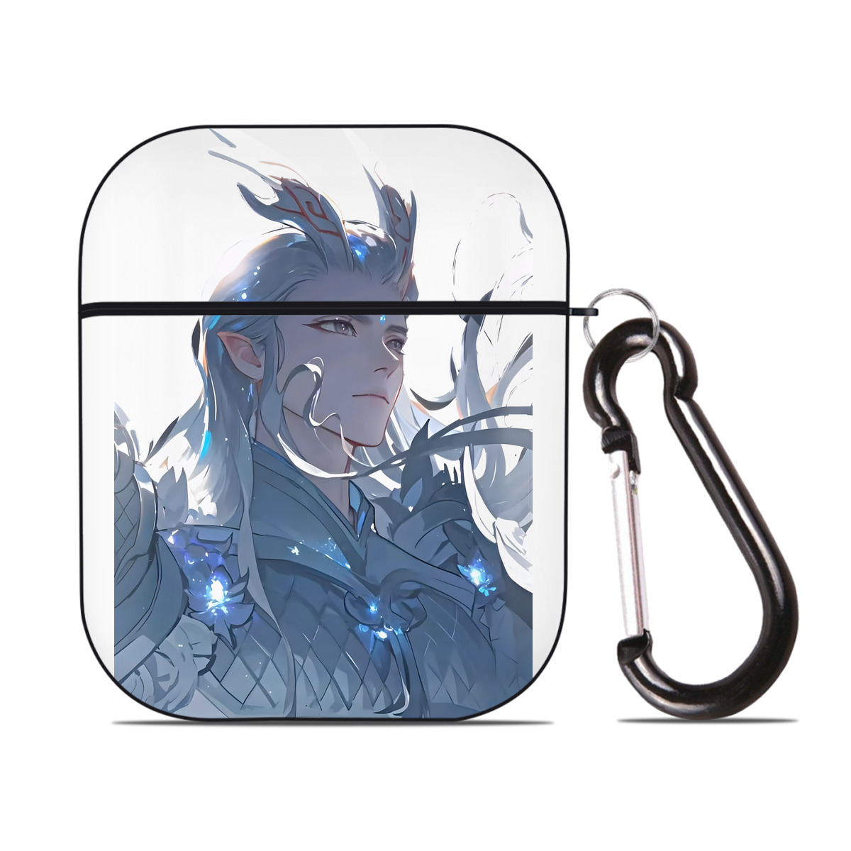 （画像用） Ne Zha 2 ナタ 魔童の大暴れ AirPods 第2世代保護ケース ハードシェル ブラック 耐衝撃・防指紋・カラビナ付き