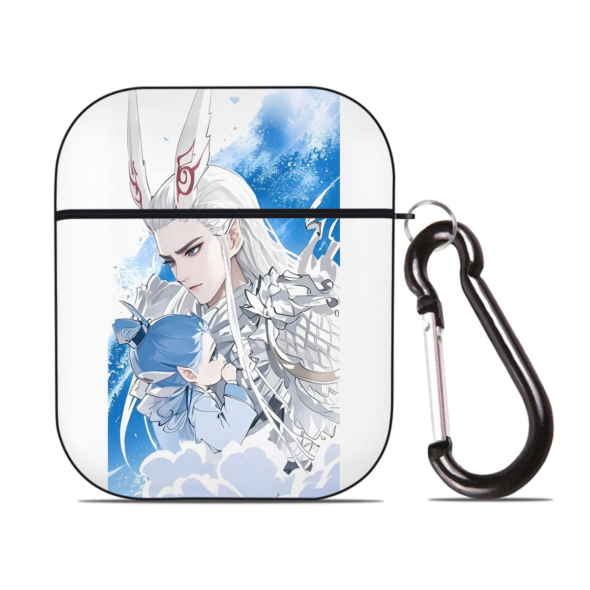 （画像用） Ne Zha 2 ナタ 魔童の大暴れ AirPods 第2世代保護ケース ハードシェル ブラック 耐衝撃・防指紋・カラビナ付き