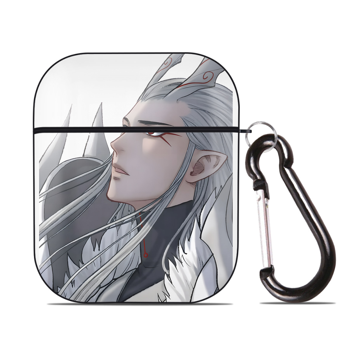 （画像用） Ne Zha 2 ナタ 魔童の大暴れ AirPods 第2世代保護ケース ハードシェル ブラック 耐衝撃・防指紋・カラビナ付き