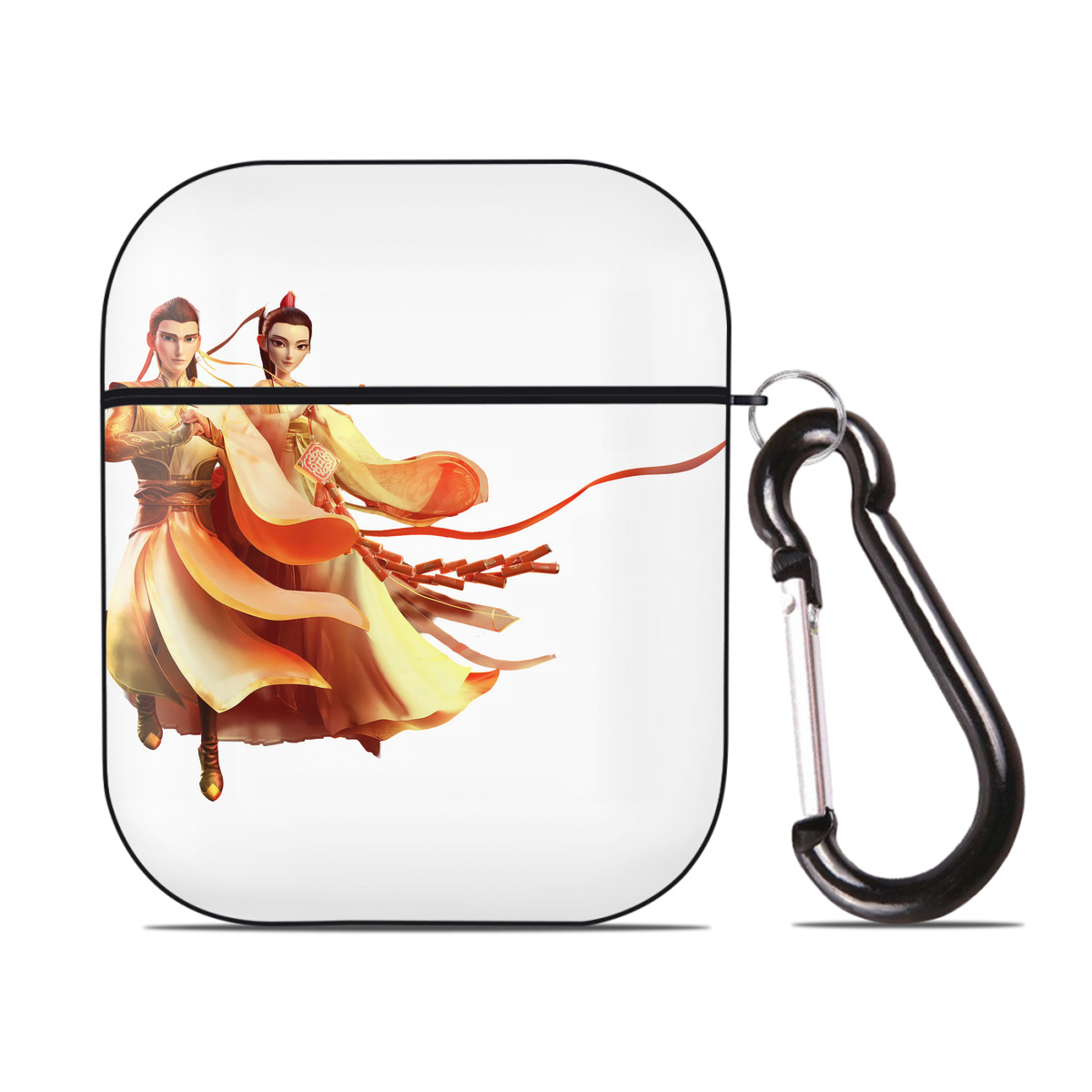 （画像用） Ne Zha 2 ナタ 魔童の大暴れ AirPods 第2世代保護ケース ハードシェル ブラック 耐衝撃・防指紋・カラビナ付き