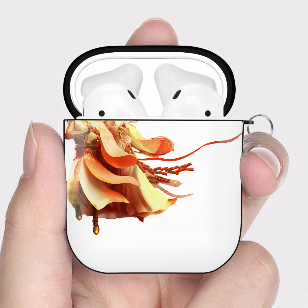 （画像用） Ne Zha 2 ナタ 魔童の大暴れ AirPods 第2世代保護ケース ハードシェル ブラック 耐衝撃・防指紋・カラビナ付き