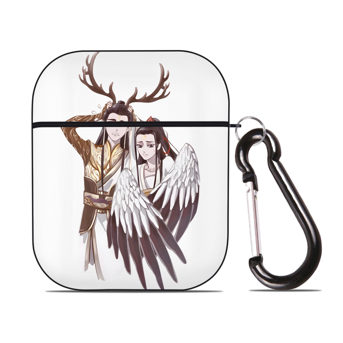 （画像用） Ne Zha 2 ナタ 魔童の大暴れ AirPods 第2世代保護ケース ハードシェル ブラック 耐衝撃・防指紋・カラビナ付き