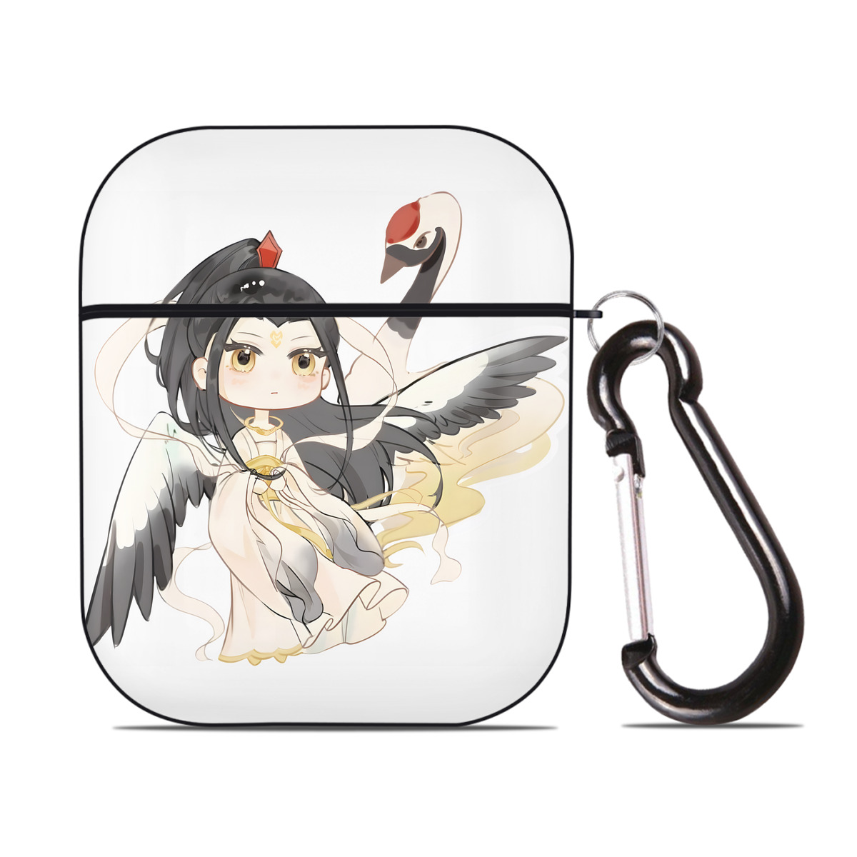 （画像用） Ne Zha 2 ナタ 魔童の大暴れ AirPods 第2世代保護ケース ハードシェル ブラック 耐衝撃・防指紋・カラビナ付き