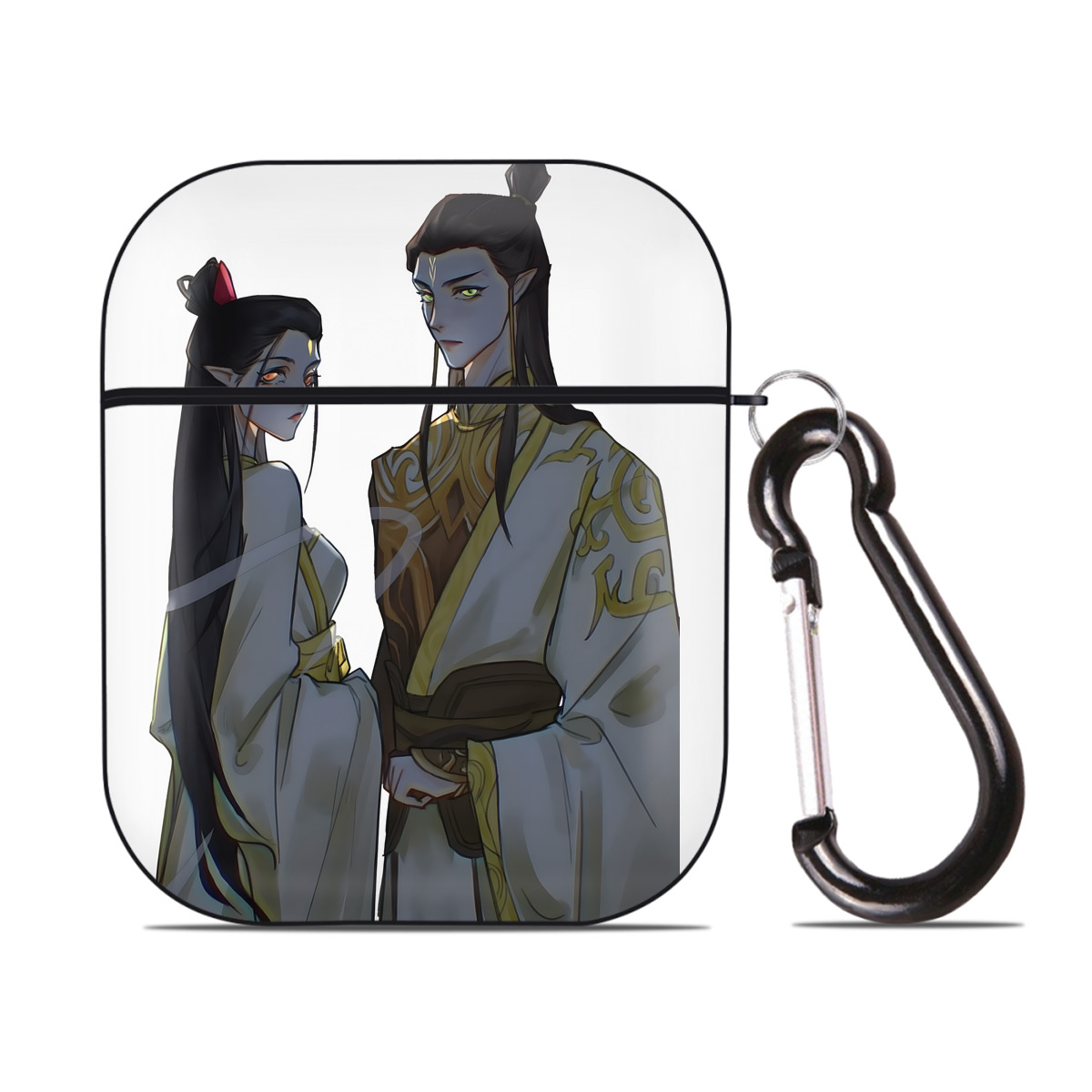 （画像用） Ne Zha 2 ナタ 魔童の大暴れ AirPods 第2世代保護ケース ハードシェル ブラック 耐衝撃・防指紋・カラビナ付き