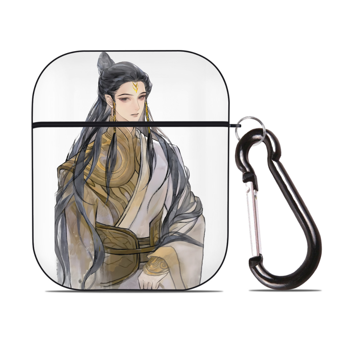 （画像用） Ne Zha 2 ナタ 魔童の大暴れ AirPods 第2世代保護ケース ハードシェル ブラック 耐衝撃・防指紋・カラビナ付き