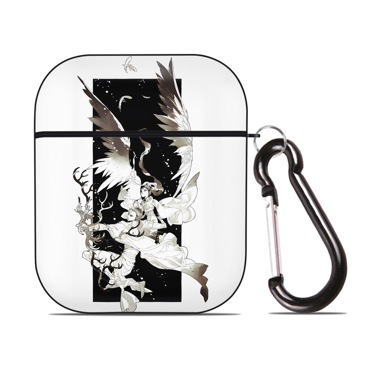 （画像用） Ne Zha 2 ナタ 魔童の大暴れ AirPods 第2世代保護ケース ハードシェル ブラック 耐衝撃・防指紋・カラビナ付き