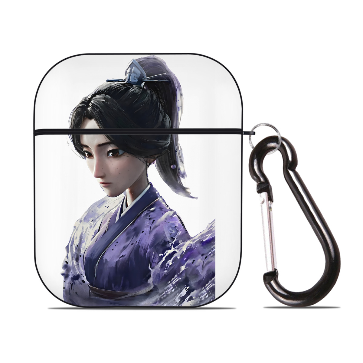 （画像用） Ne Zha 2 ナタ 魔童の大暴れ AirPods 第2世代保護ケース ハードシェル ブラック 耐衝撃・防指紋・カラビナ付き