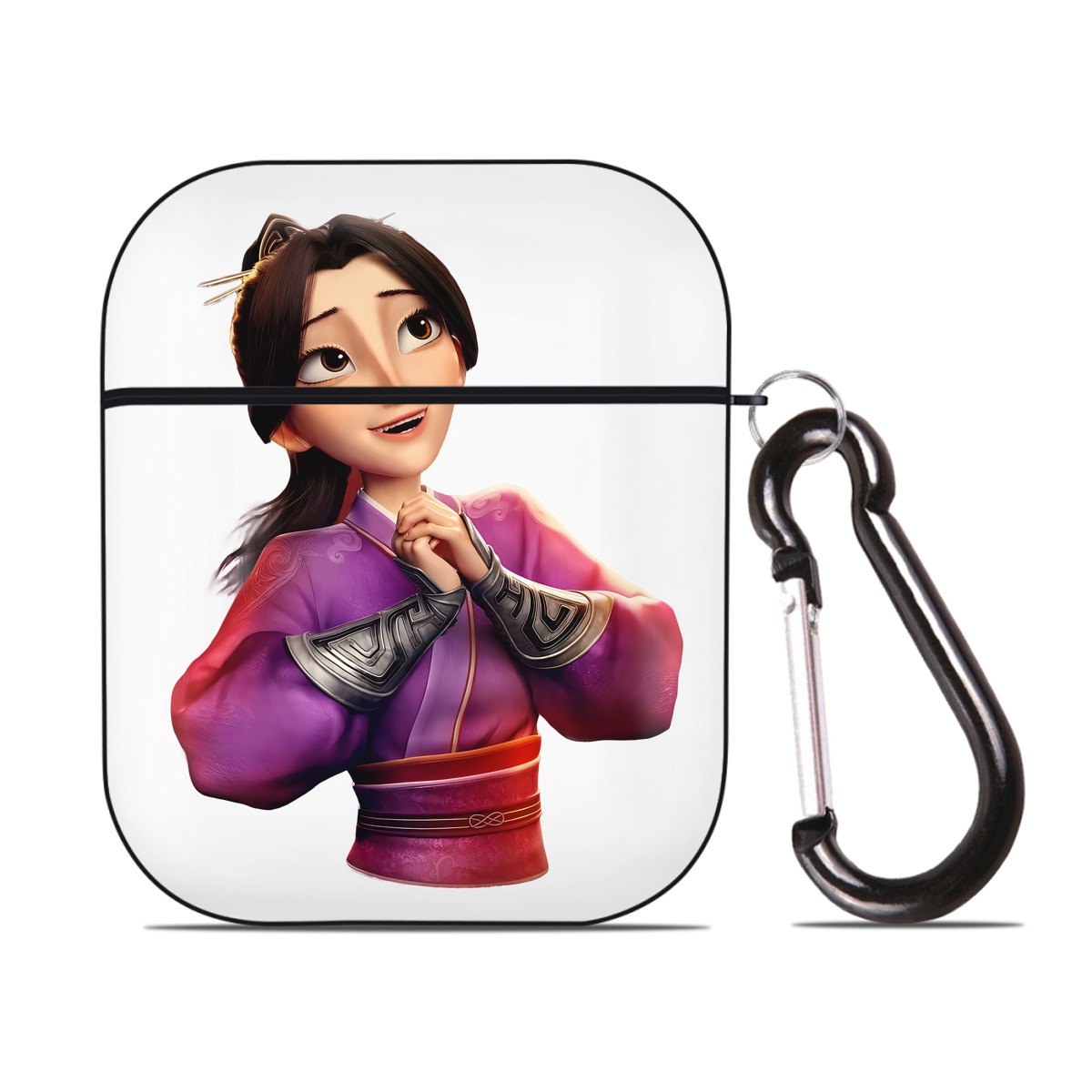 （画像用） Ne Zha 2 ナタ 魔童の大暴れ AirPods 第2世代保護ケース ハードシェル ブラック 耐衝撃・防指紋・カラビナ付き