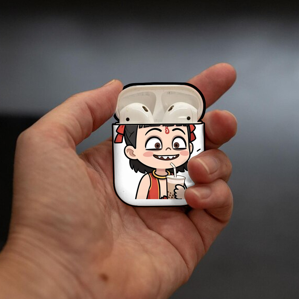 Ne Zha 2 ナタ 魔童の大暴れ AirPods 第2世代保護ケース ハードシェル ブラック 耐衝撃・防指紋・カラビナ付き