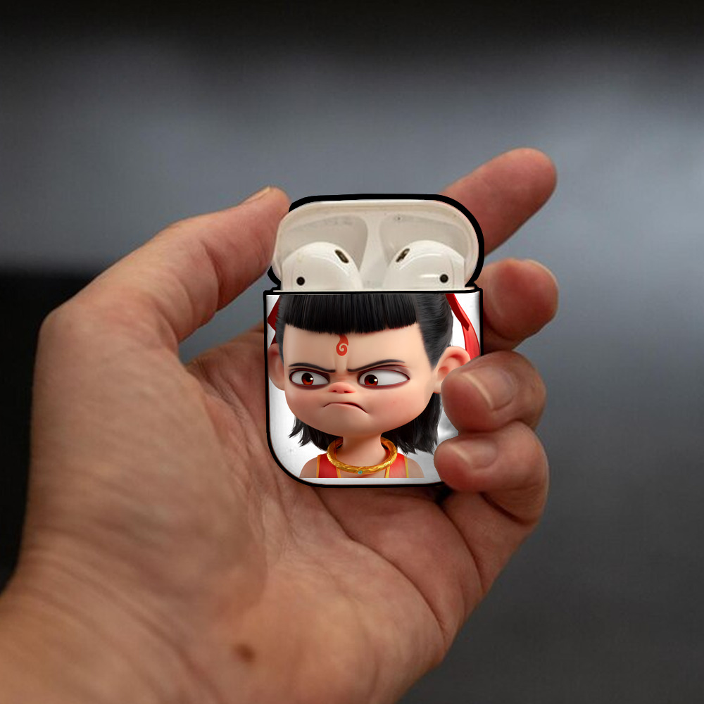 Ne Zha 2 ナタ 魔童の大暴れ AirPods 第2世代保護ケース ハードシェル ブラック 耐衝撃・防指紋・カラビナ付き