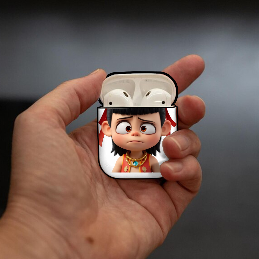 Ne Zha 2 ナタ 魔童の大暴れ AirPods 第2世代保護ケース ハードシェル ブラック 耐衝撃・防指紋・カラビナ付き