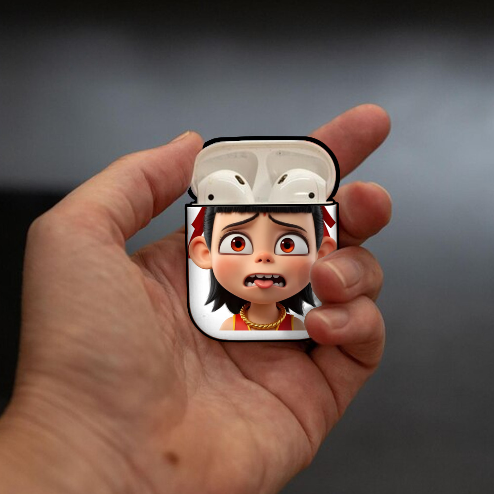 Ne Zha 2 ナタ 魔童の大暴れ AirPods 第2世代保護ケース ハードシェル ブラック 耐衝撃・防指紋・カラビナ付き