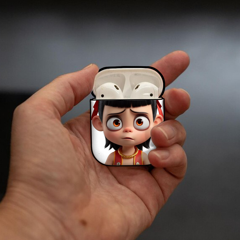 Ne Zha 2 ナタ 魔童の大暴れ AirPods 第2世代保護ケース ハードシェル ブラック 耐衝撃・防指紋・カラビナ付き