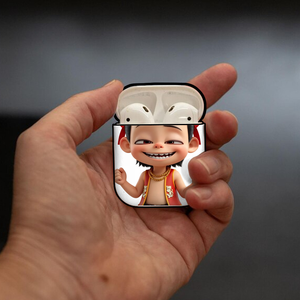 Ne Zha 2 ナタ 魔童の大暴れ AirPods 第2世代保護ケース ハードシェル ブラック 耐衝撃・防指紋・カラビナ付き