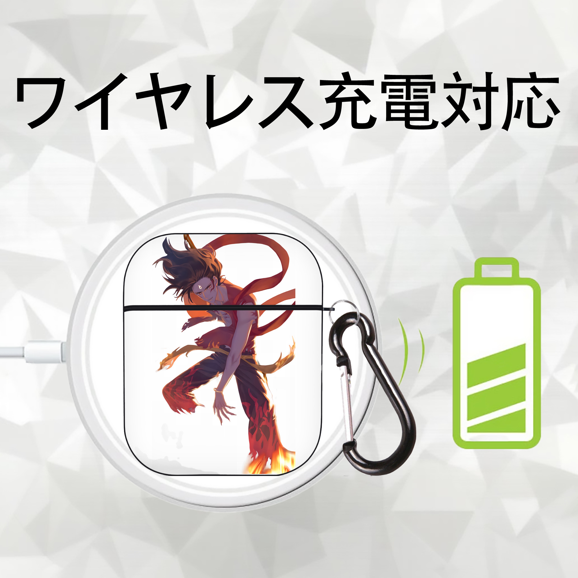Ne Zha 2 ナタ 魔童の大暴れ AirPods 第2世代保護ケース ハードシェル ブラック 耐衝撃・防指紋・カラビナ付き