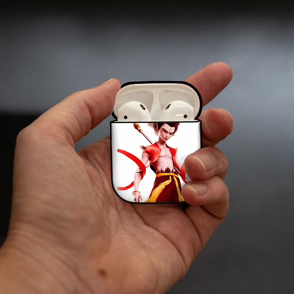Ne Zha 2 ナタ 魔童の大暴れ AirPods 第2世代保護ケース ハードシェル ブラック 耐衝撃・防指紋・カラビナ付き