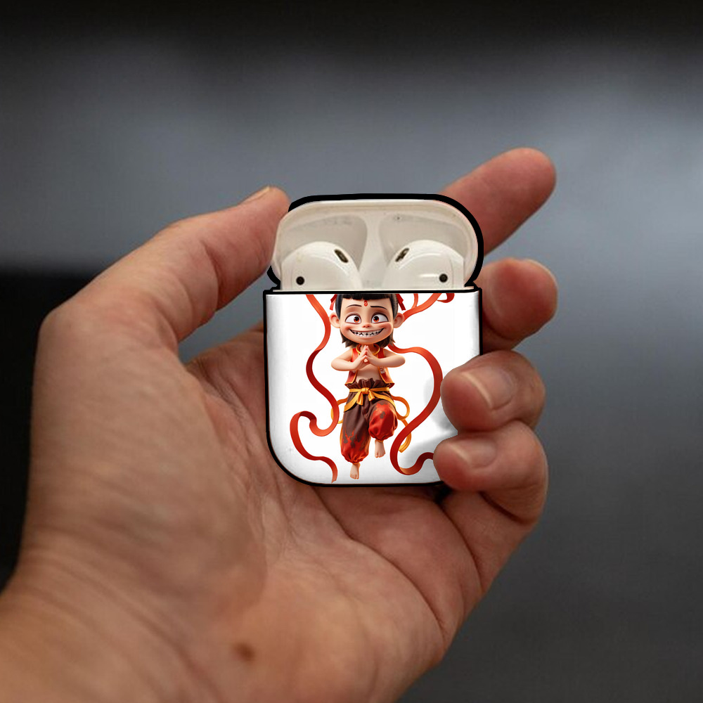 Ne Zha 2 ナタ 魔童の大暴れ AirPods 第2世代保護ケース ハードシェル ブラック 耐衝撃・防指紋・カラビナ付き