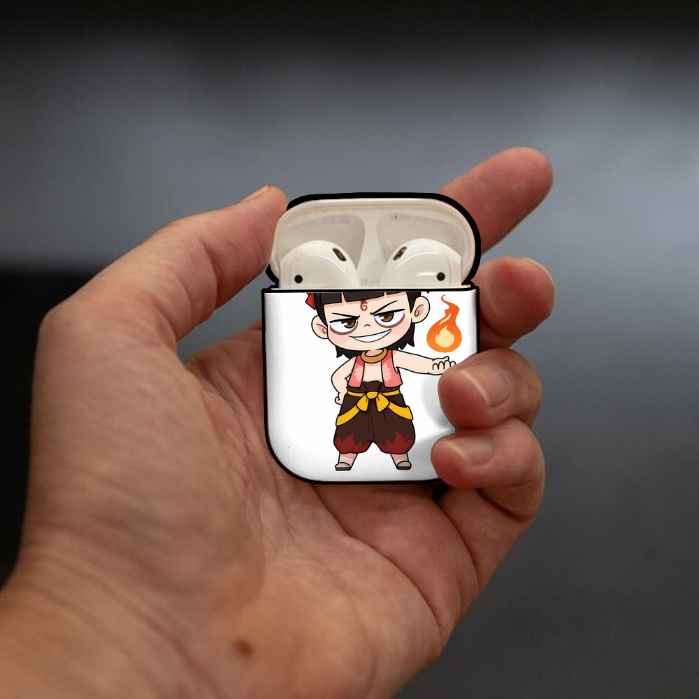 Ne Zha 2 ナタ 魔童の大暴れ AirPods 第2世代保護ケース ハードシェル ブラック 耐衝撃・防指紋・カラビナ付き