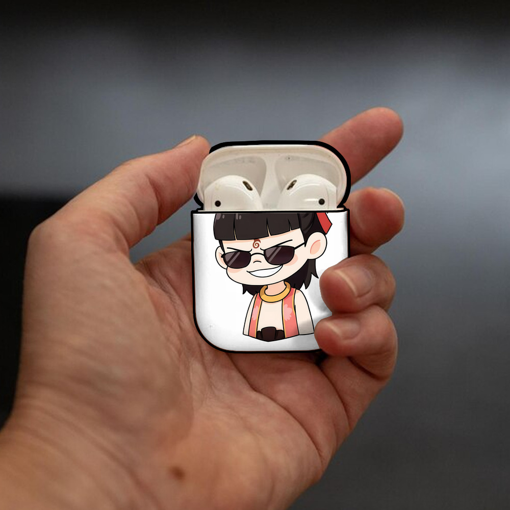Ne Zha 2 ナタ 魔童の大暴れ AirPods 第2世代保護ケース ハードシェル ブラック 耐衝撃・防指紋・カラビナ付き