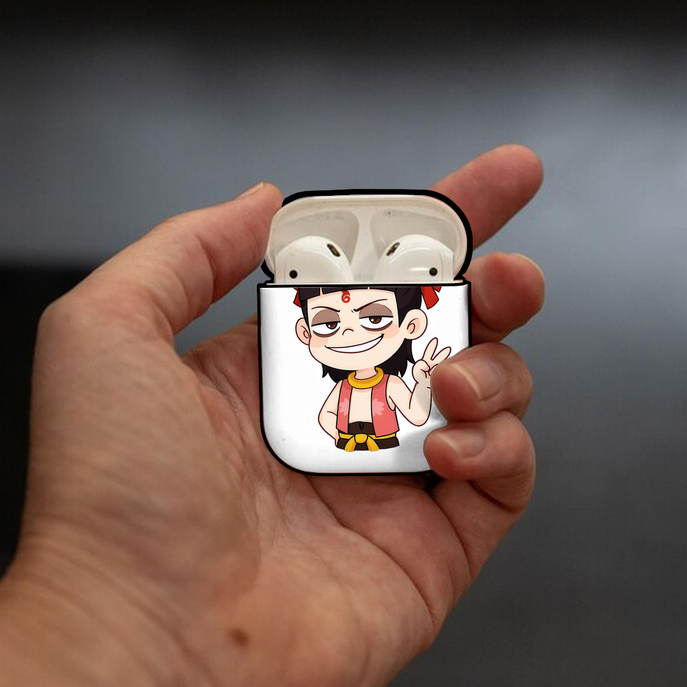 Ne Zha 2 ナタ 魔童の大暴れ AirPods 第2世代保護ケース ハードシェル ブラック 耐衝撃・防指紋・カラビナ付き