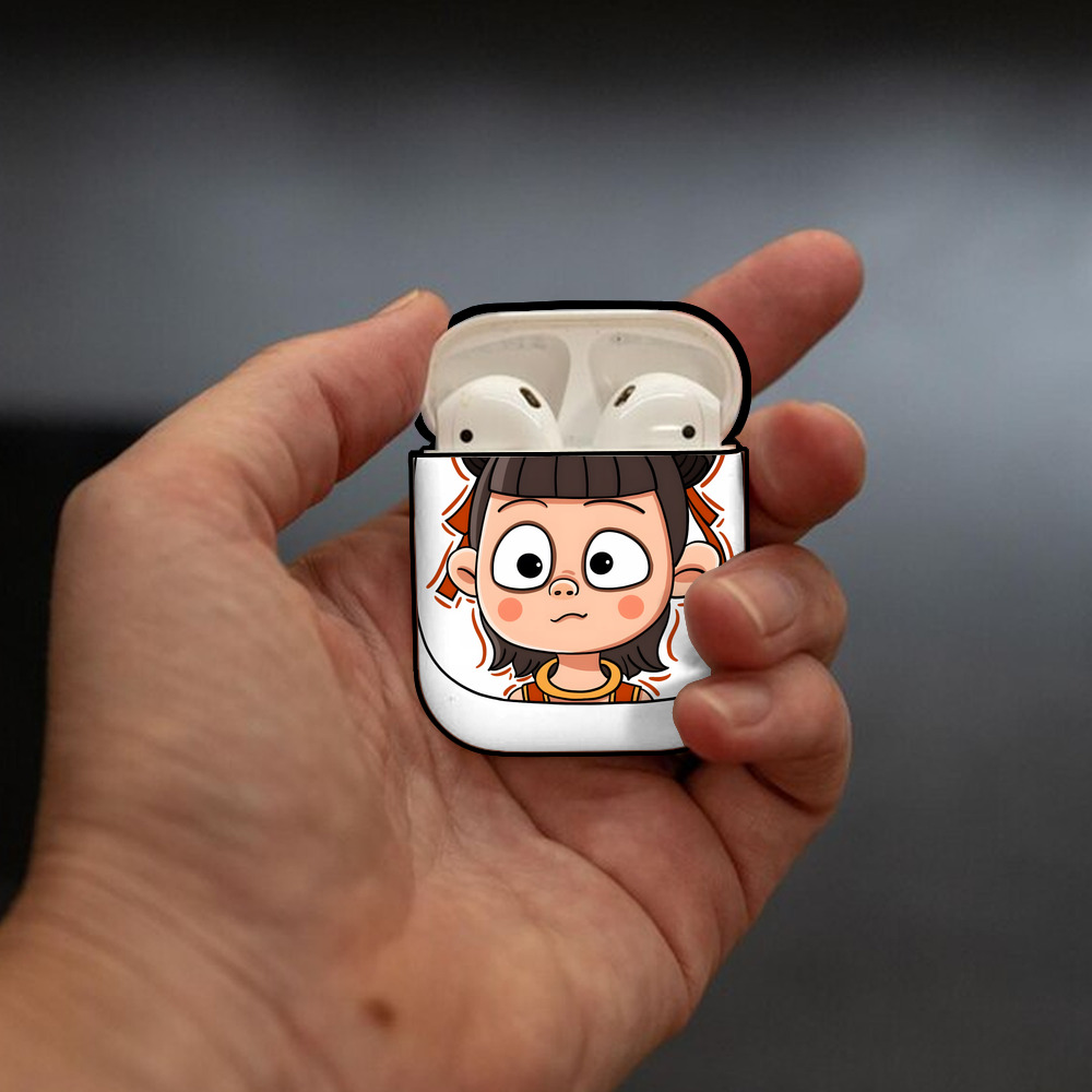 Ne Zha 2 ナタ 魔童の大暴れ AirPods 第2世代保護ケース ハードシェル ブラック 耐衝撃・防指紋・カラビナ付き