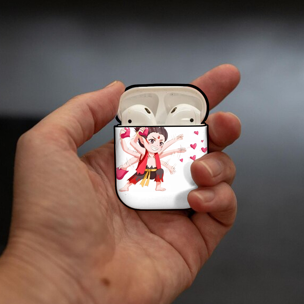 Ne Zha 2 ナタ 魔童の大暴れ AirPods 第2世代保護ケース ハードシェル ブラック 耐衝撃・防指紋・カラビナ付き