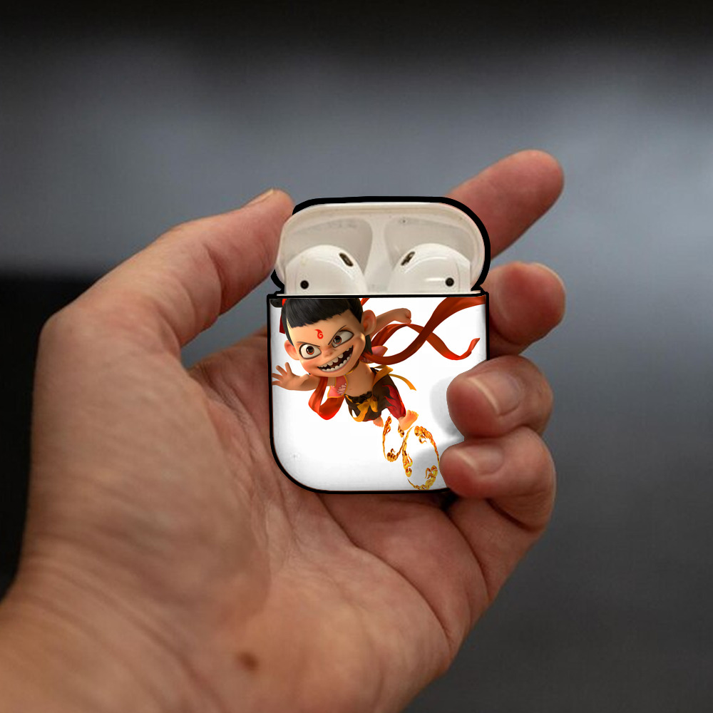 Ne Zha 2 ナタ 魔童の大暴れ AirPods 第2世代保護ケース ハードシェル ブラック 耐衝撃・防指紋・カラビナ付き