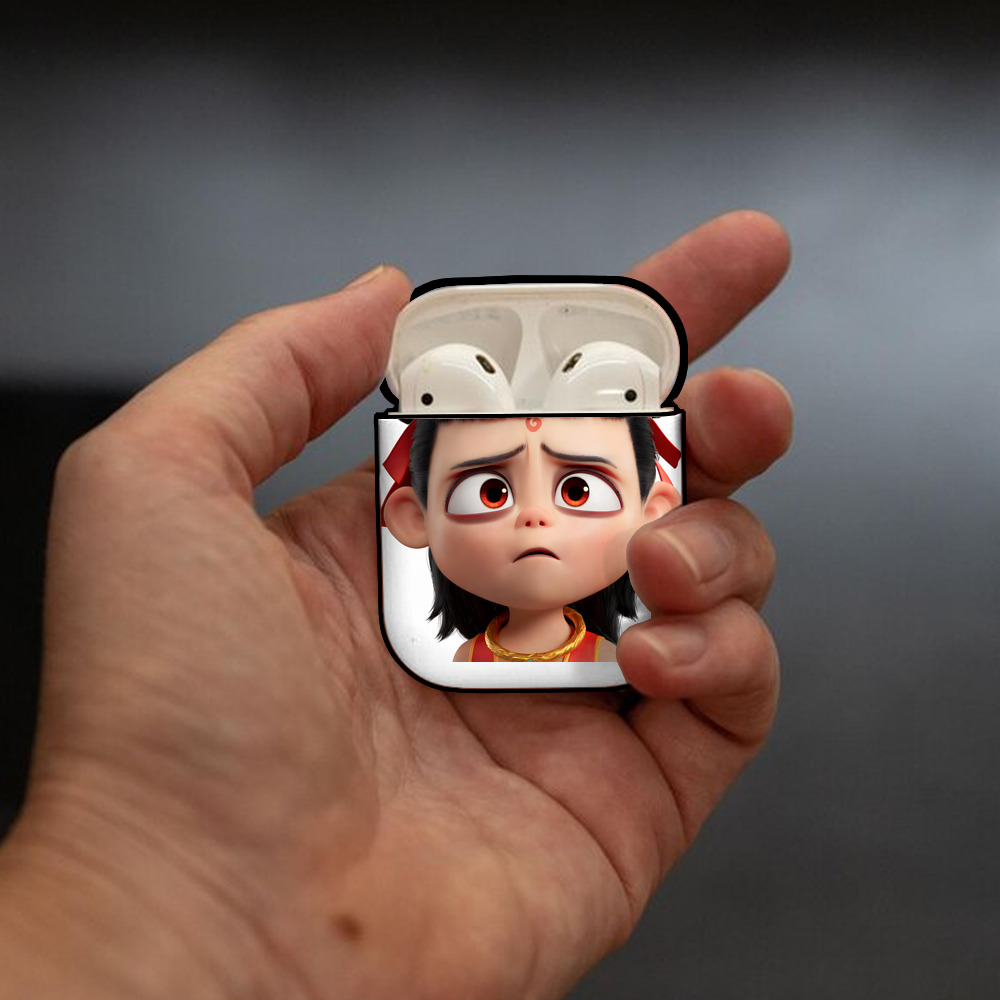 Ne Zha 2 ナタ 魔童の大暴れ AirPods 第2世代保護ケース ハードシェル ブラック 耐衝撃・防指紋・カラビナ付き