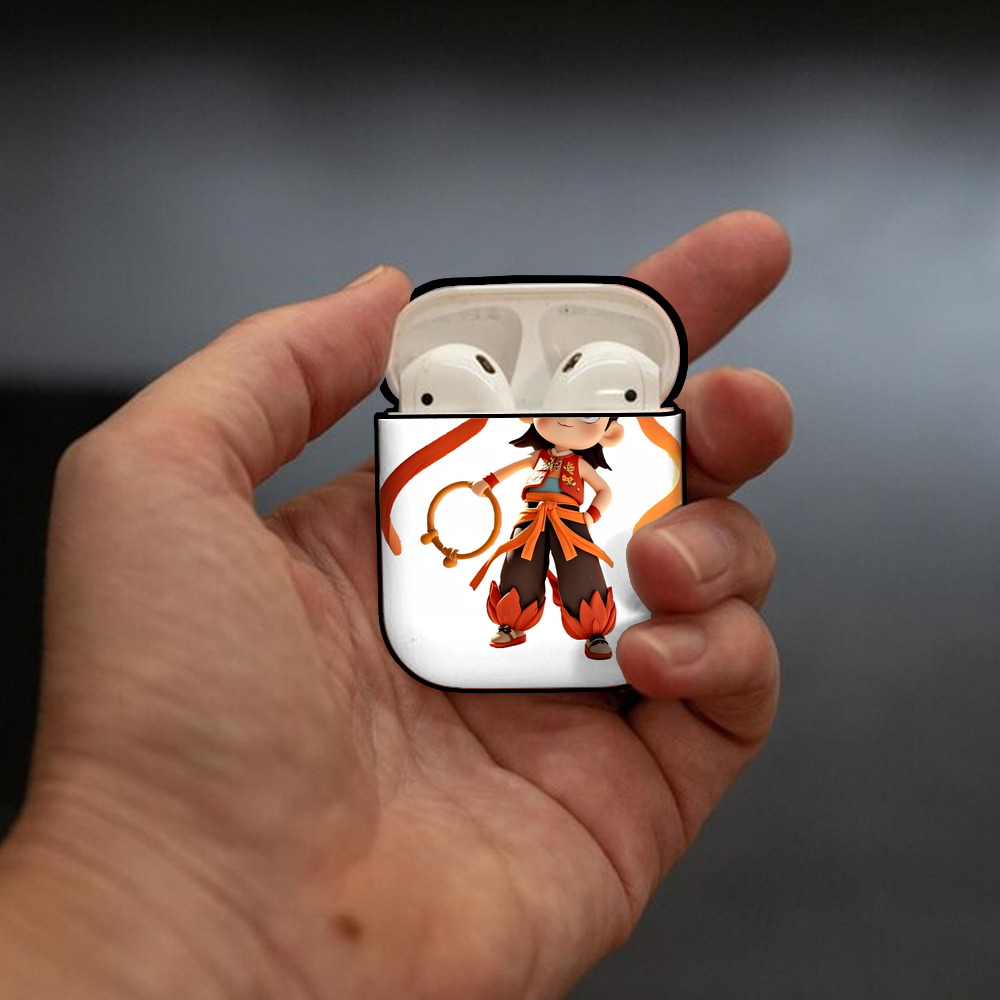 Ne Zha 2 ナタ 魔童の大暴れ AirPods 第2世代保護ケース ハードシェル ブラック 耐衝撃・防指紋・カラビナ付き