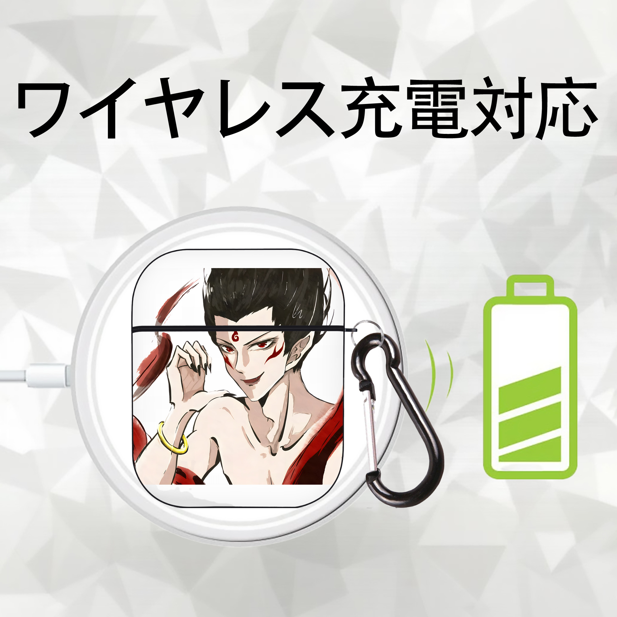 Ne Zha 2 ナタ 魔童の大暴れ AirPods 第2世代保護ケース ハードシェル ブラック 耐衝撃・防指紋・カラビナ付き