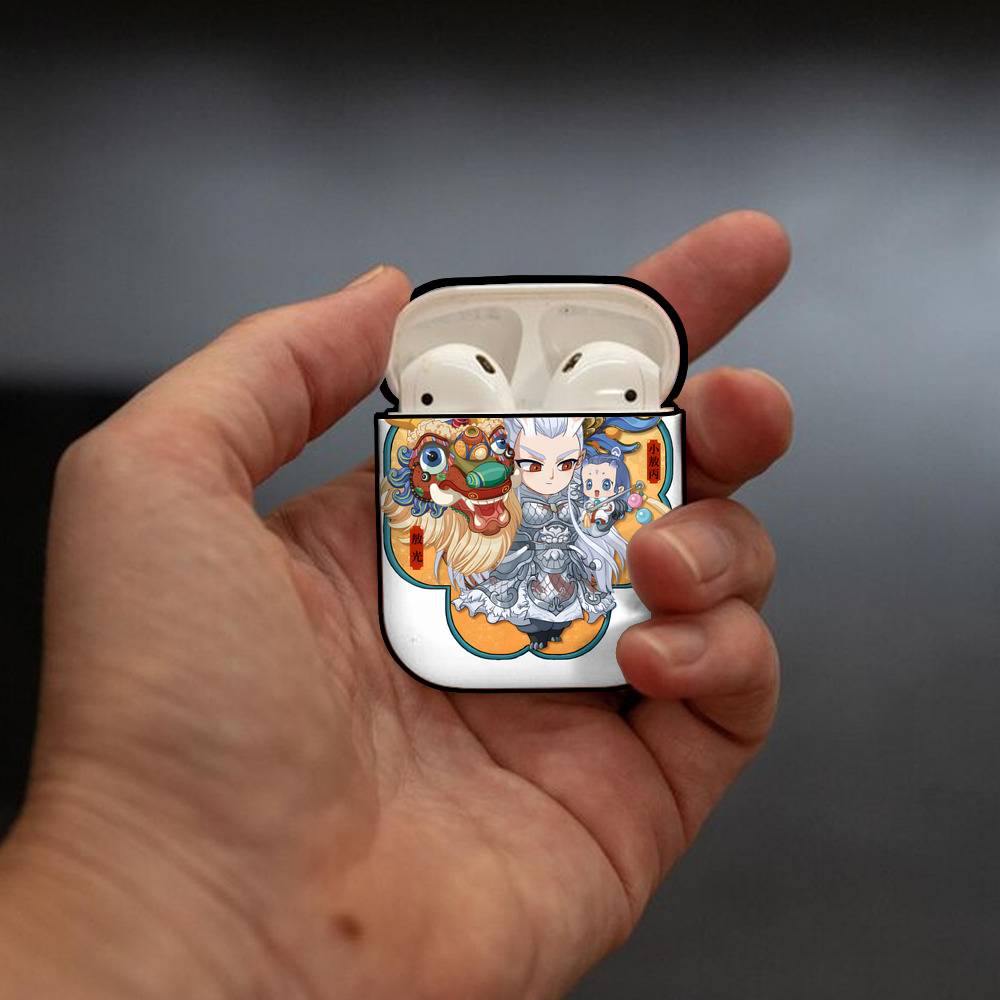 Ne Zha 2 ナタ 魔童の大暴れ AirPods 第2世代保護ケース ハードシェル ブラック 耐衝撃・防指紋・カラビナ付き