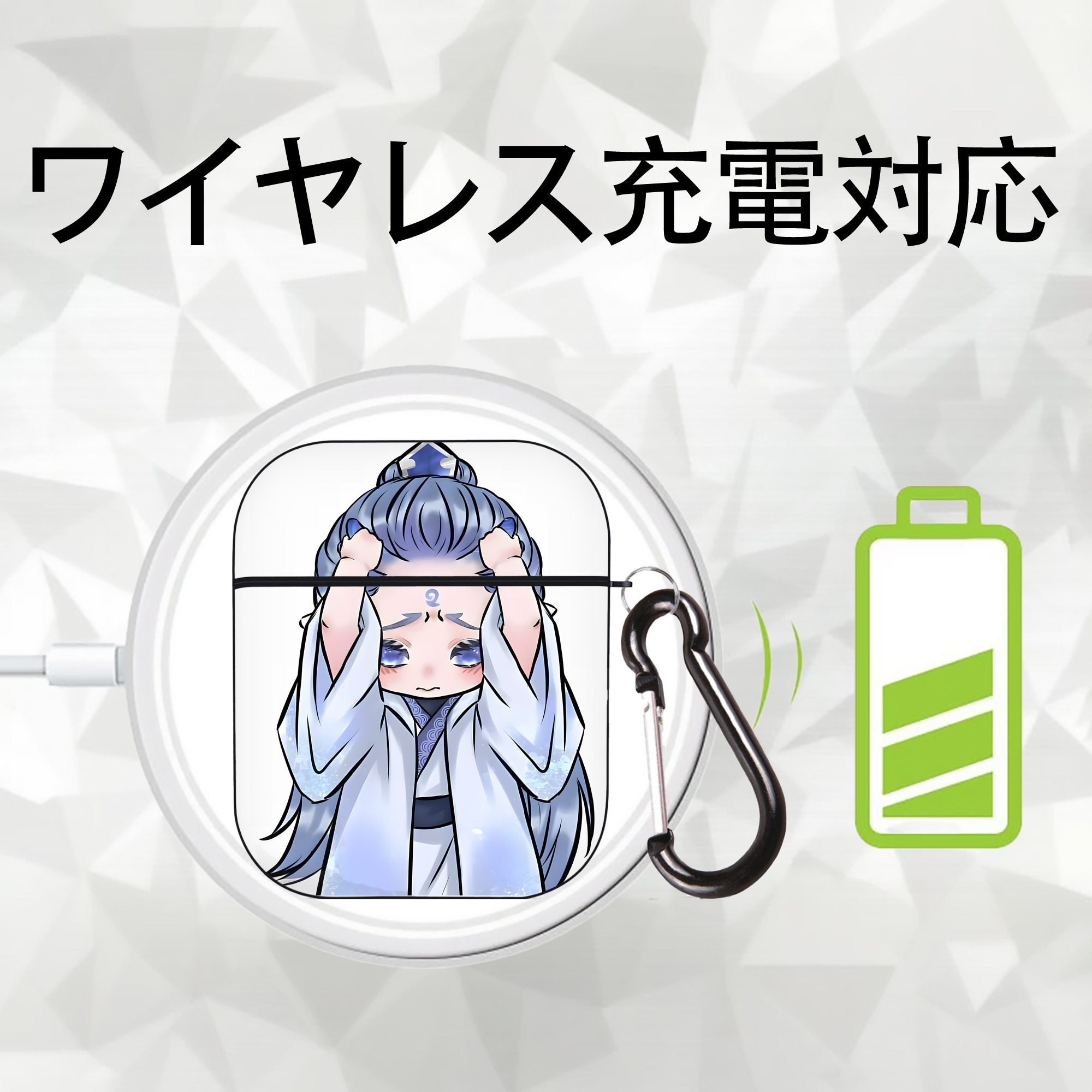 Ne Zha 2 ナタ 魔童の大暴れ AirPods 第2世代保護ケース ハードシェル ブラック 耐衝撃・防指紋・カラビナ付き