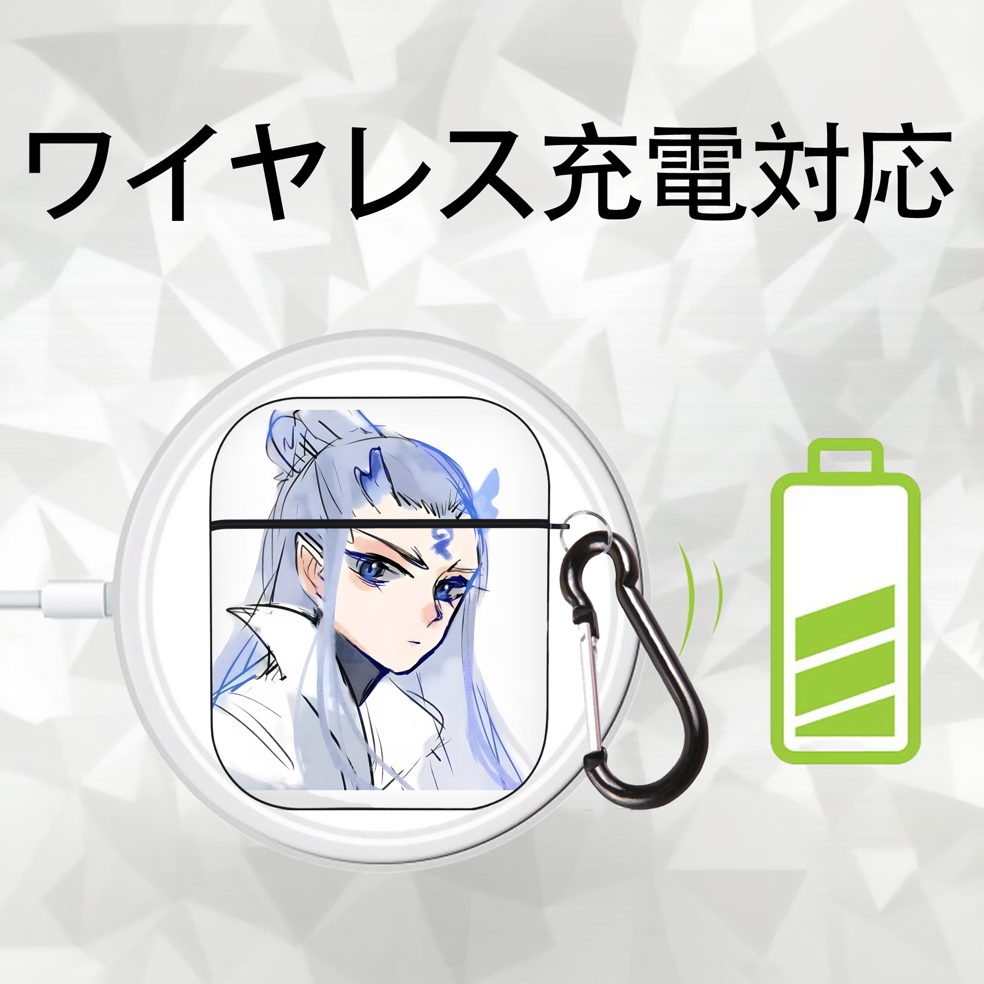 Ne Zha 2 ナタ 魔童の大暴れ AirPods 第2世代保護ケース ハードシェル ブラック 耐衝撃・防指紋・カラビナ付き