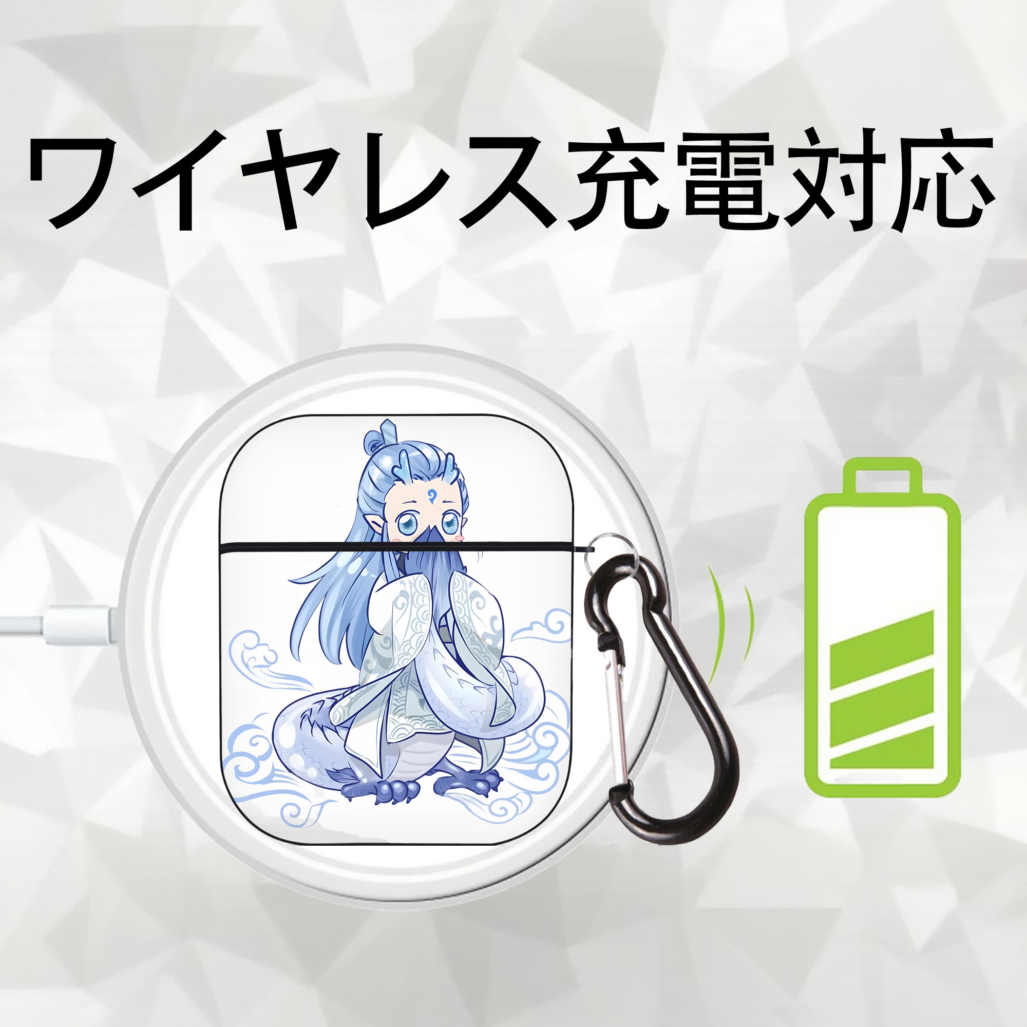 Ne Zha 2 ナタ 魔童の大暴れ AirPods 第2世代保護ケース ハードシェル ブラック 耐衝撃・防指紋・カラビナ付き
