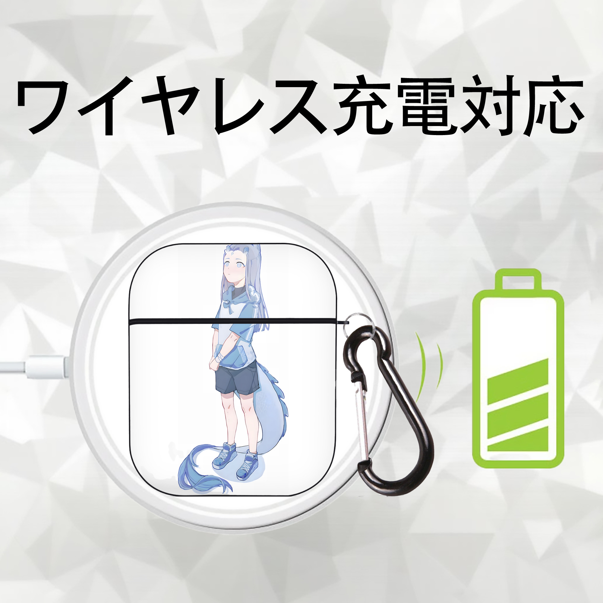 Ne Zha 2 ナタ 魔童の大暴れ AirPods 第2世代保護ケース ハードシェル ブラック 耐衝撃・防指紋・カラビナ付き