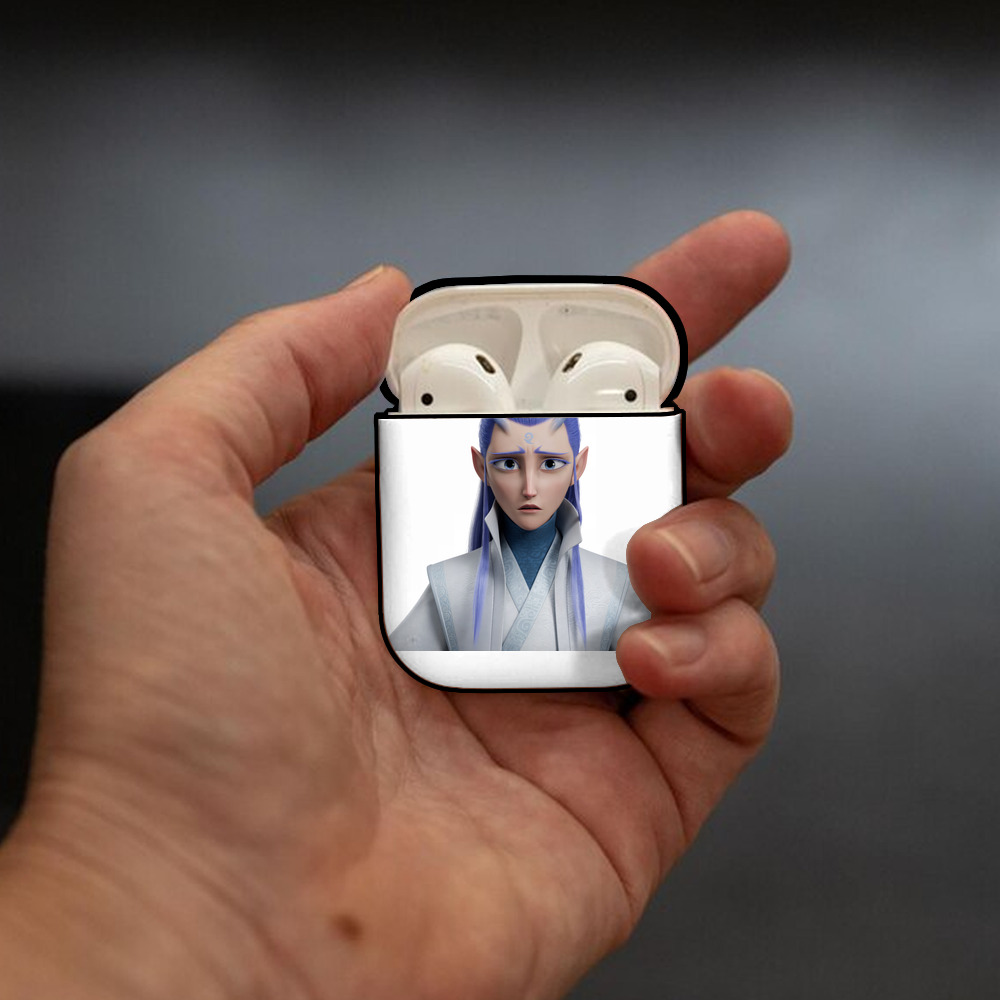Ne Zha 2 ナタ 魔童の大暴れ AirPods 第2世代保護ケース ハードシェル ブラック 耐衝撃・防指紋・カラビナ付き
