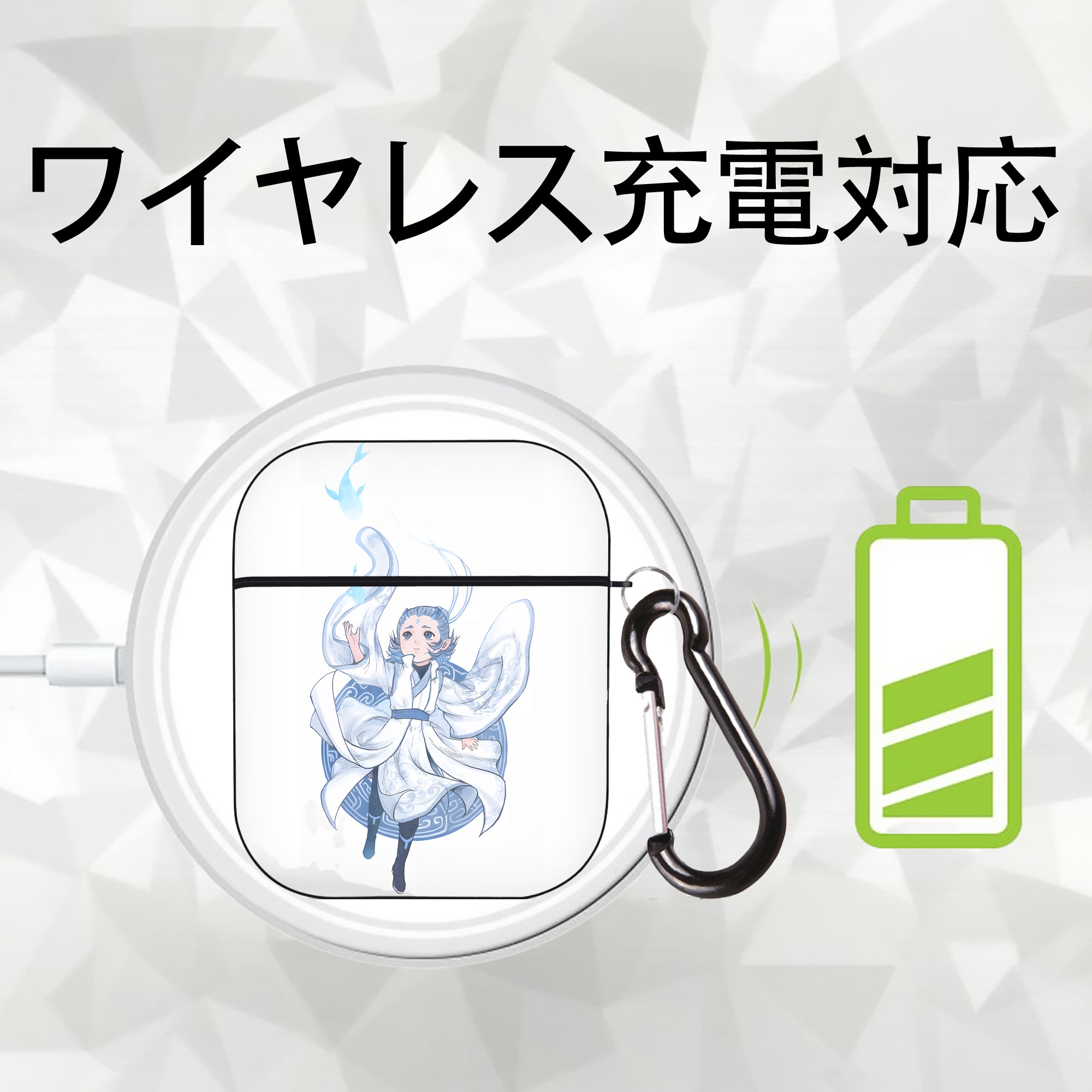 Ne Zha 2 ナタ 魔童の大暴れ AirPods 第2世代保護ケース ハードシェル ブラック 耐衝撃・防指紋・カラビナ付き
