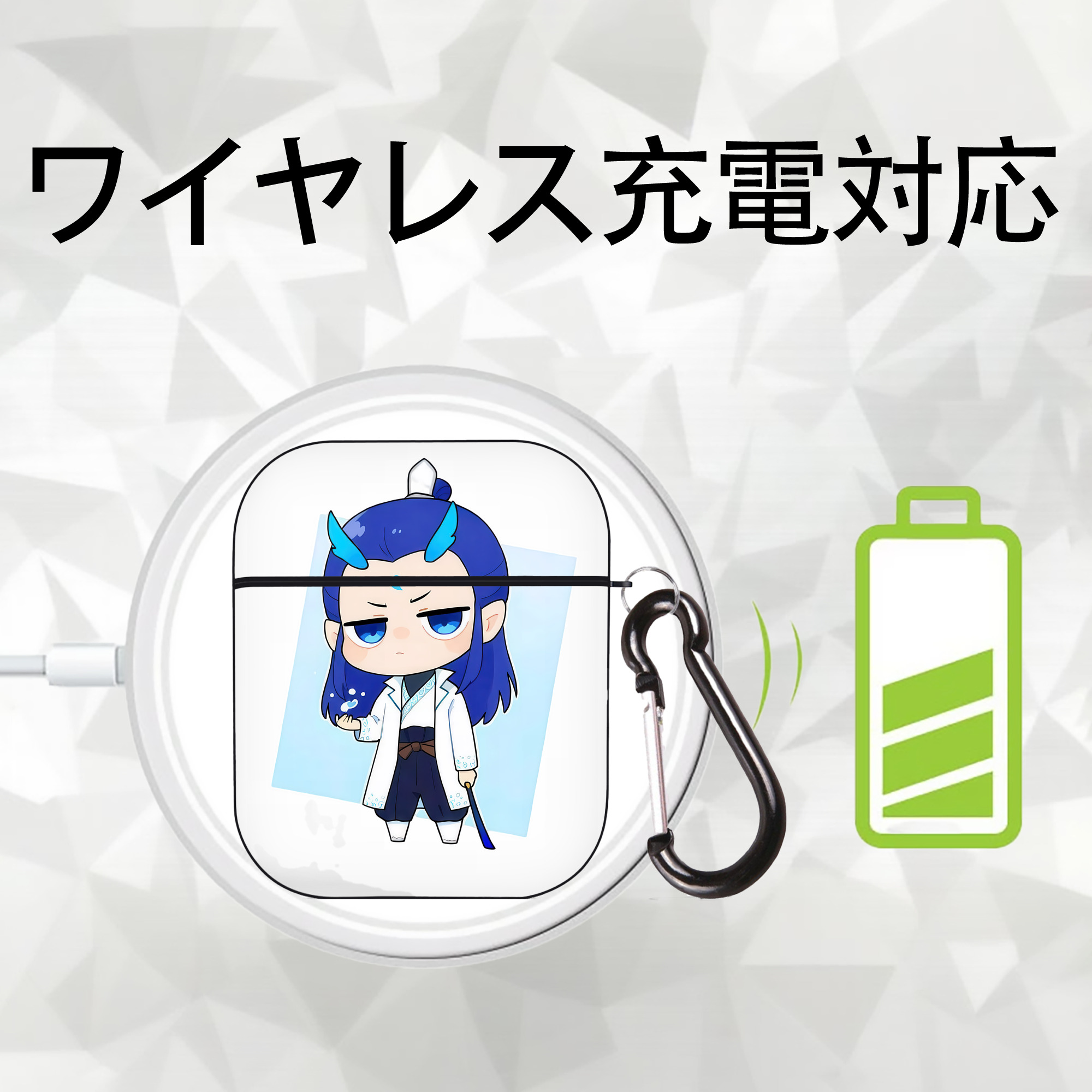 Ne Zha 2 ナタ 魔童の大暴れ AirPods 第2世代保護ケース ハードシェル ブラック 耐衝撃・防指紋・カラビナ付き