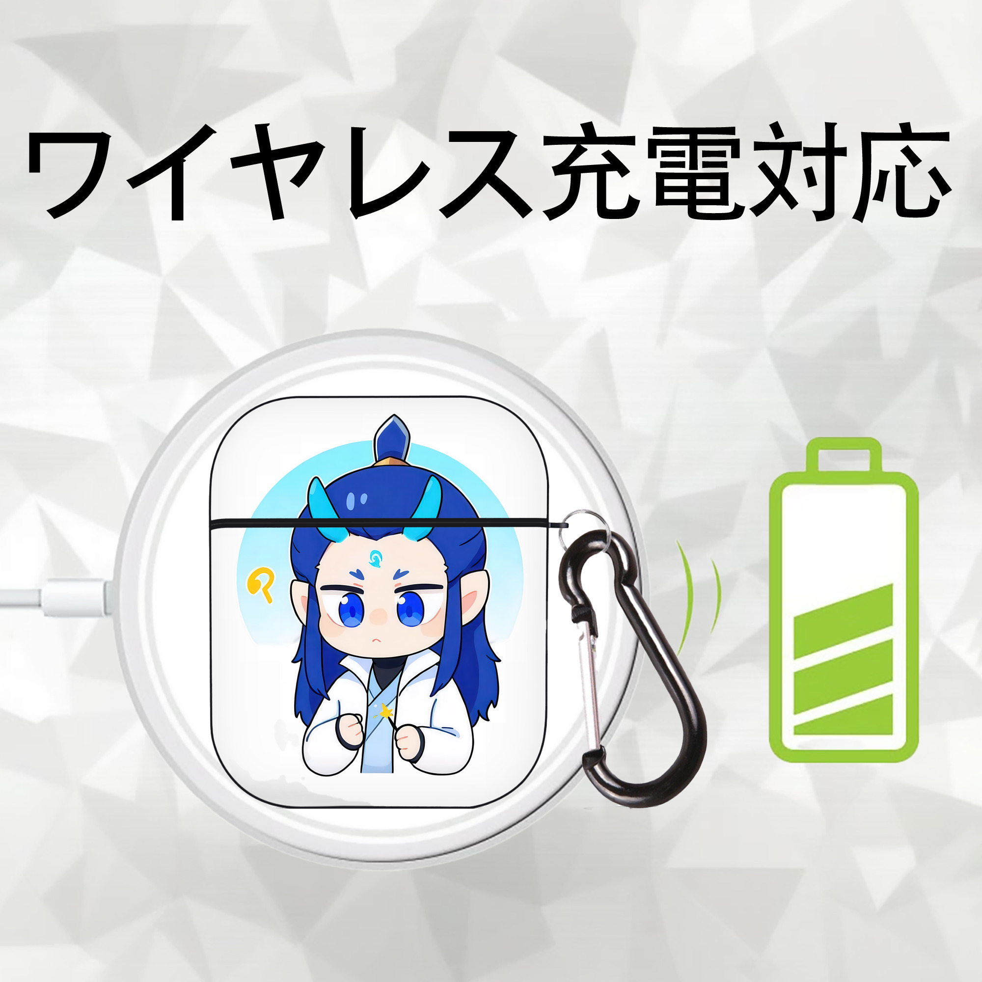Ne Zha 2 ナタ 魔童の大暴れ AirPods 第2世代保護ケース ハードシェル ブラック 耐衝撃・防指紋・カラビナ付き