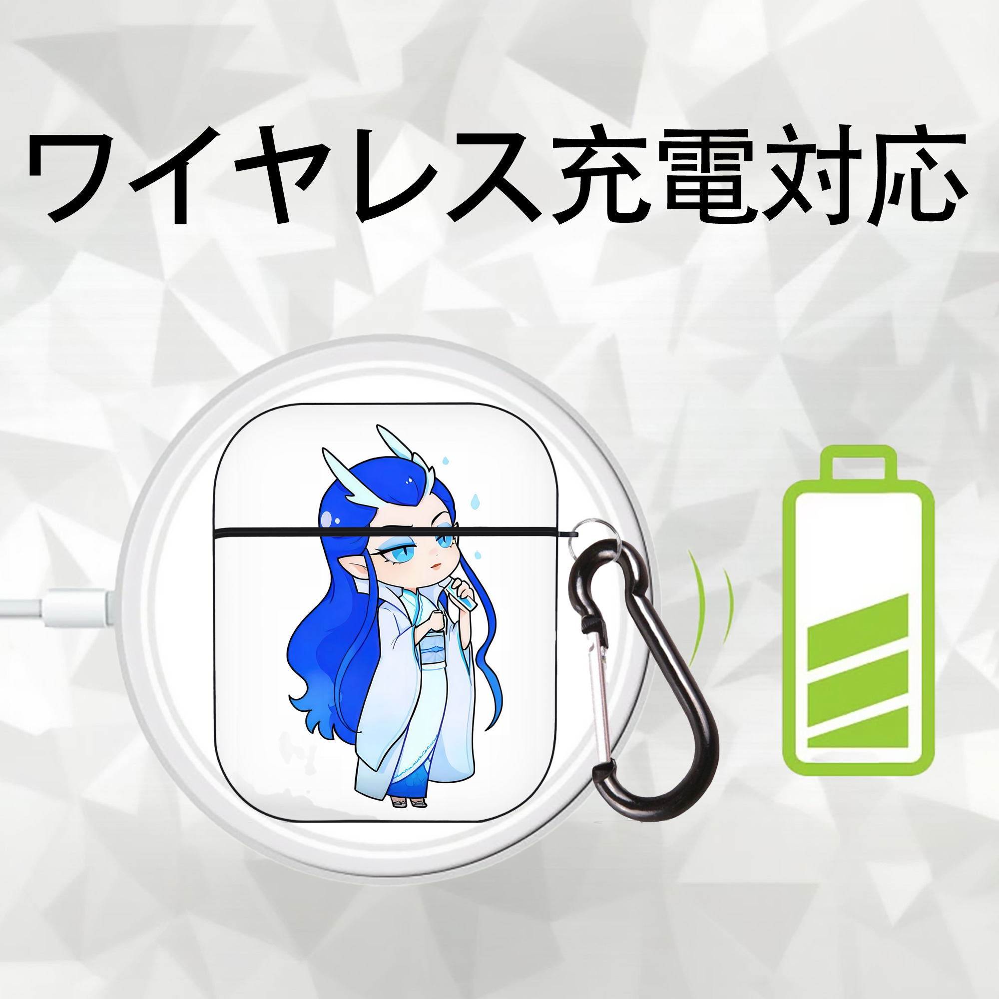 Ne Zha 2 ナタ 魔童の大暴れ AirPods 第2世代保護ケース ハードシェル ブラック 耐衝撃・防指紋・カラビナ付き