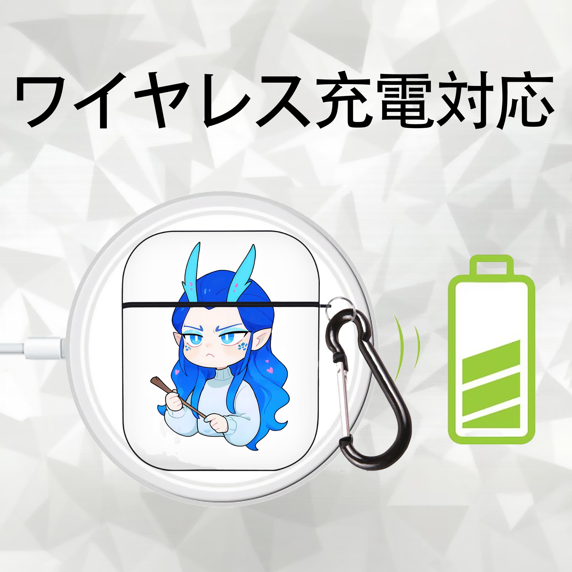 Ne Zha 2 ナタ 魔童の大暴れ AirPods 第2世代保護ケース ハードシェル ブラック 耐衝撃・防指紋・カラビナ付き
