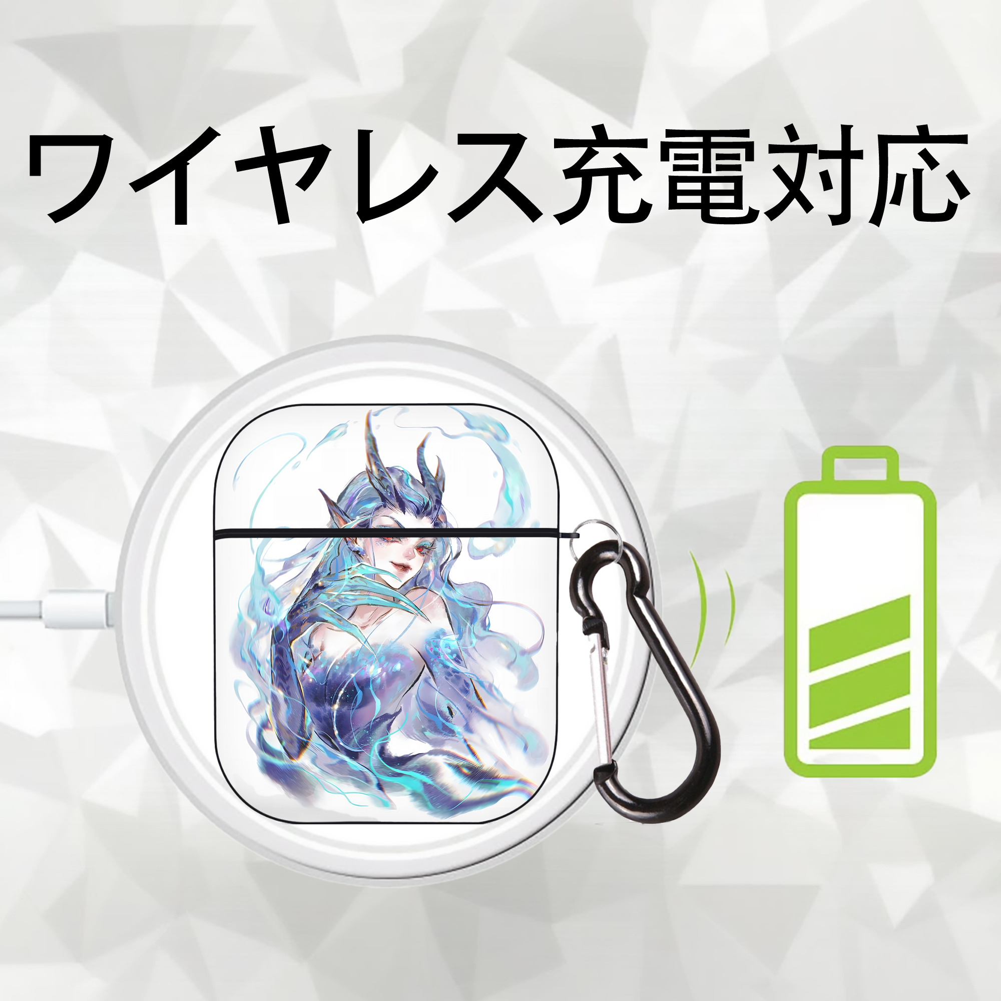 Ne Zha 2 ナタ 魔童の大暴れ AirPods 第2世代保護ケース ハードシェル ブラック 耐衝撃・防指紋・カラビナ付き