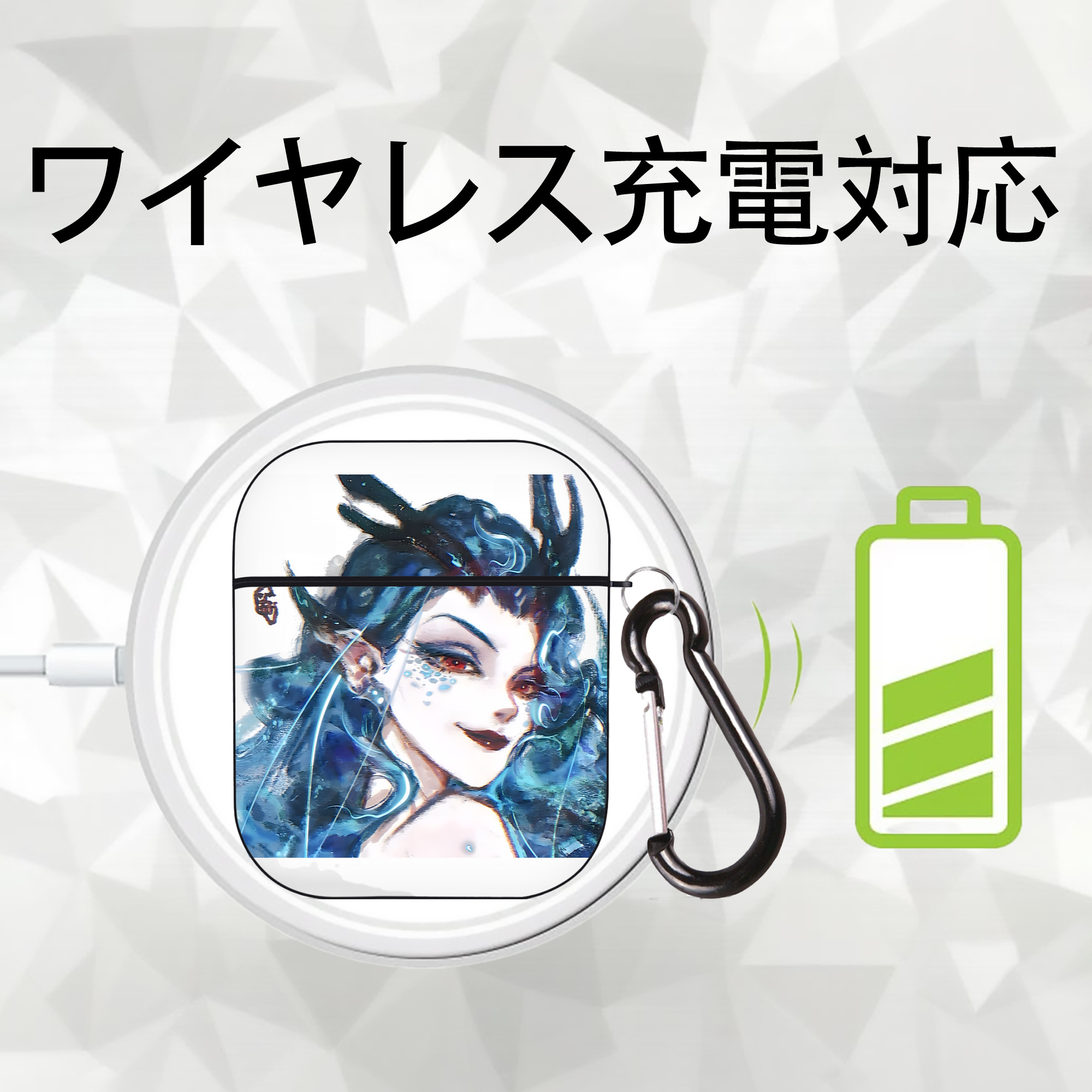 Ne Zha 2 ナタ 魔童の大暴れ AirPods 第2世代保護ケース ハードシェル ブラック 耐衝撃・防指紋・カラビナ付き
