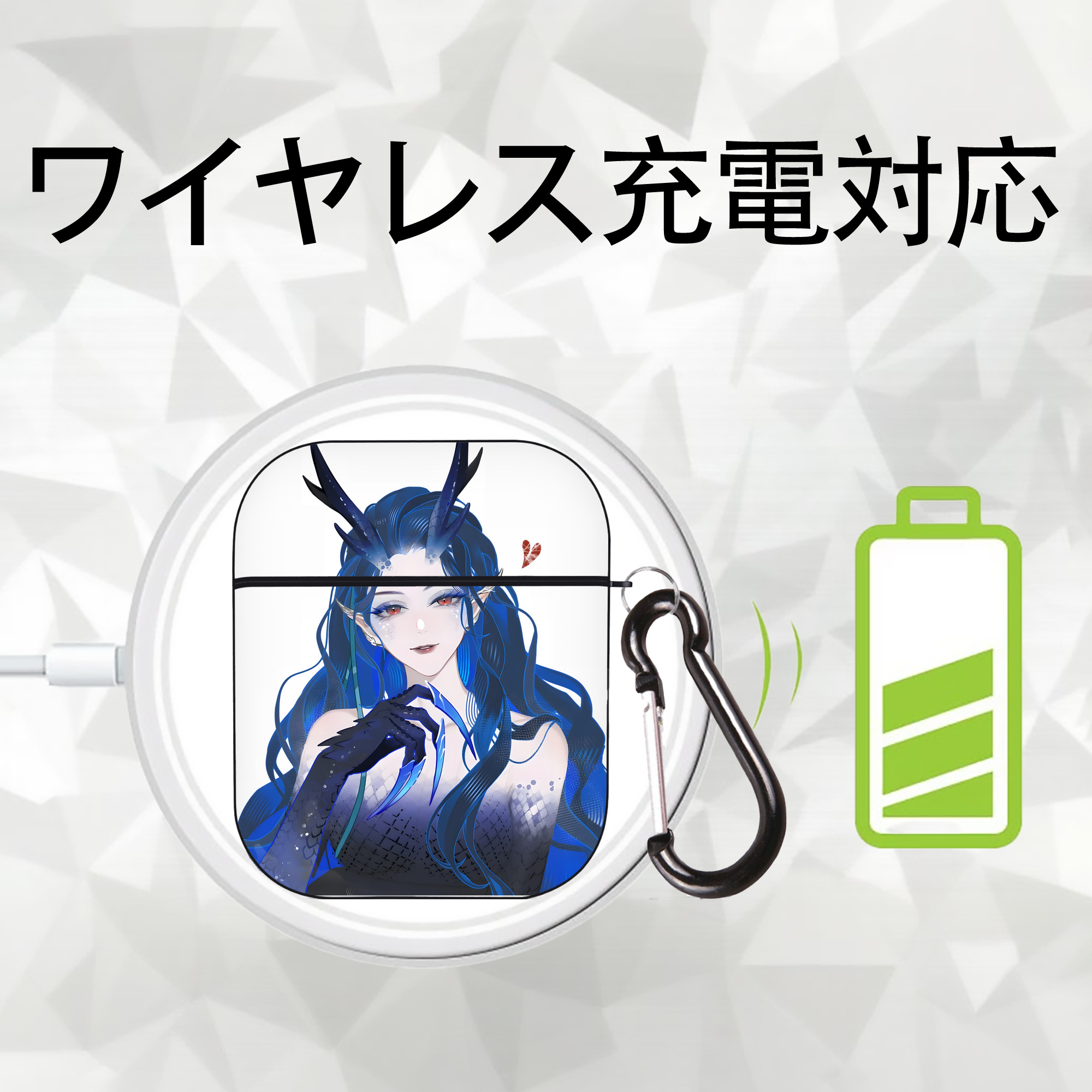 Ne Zha 2 ナタ 魔童の大暴れ AirPods 第2世代保護ケース ハードシェル ブラック 耐衝撃・防指紋・カラビナ付き