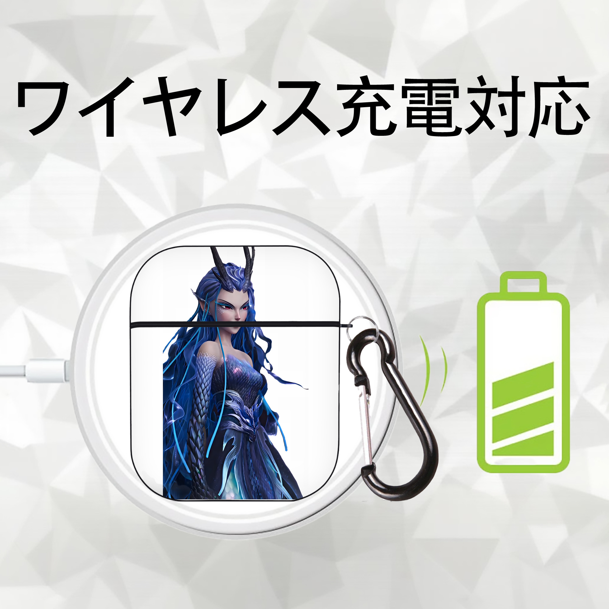 Ne Zha 2 ナタ 魔童の大暴れ AirPods 第2世代保護ケース ハードシェル ブラック 耐衝撃・防指紋・カラビナ付き